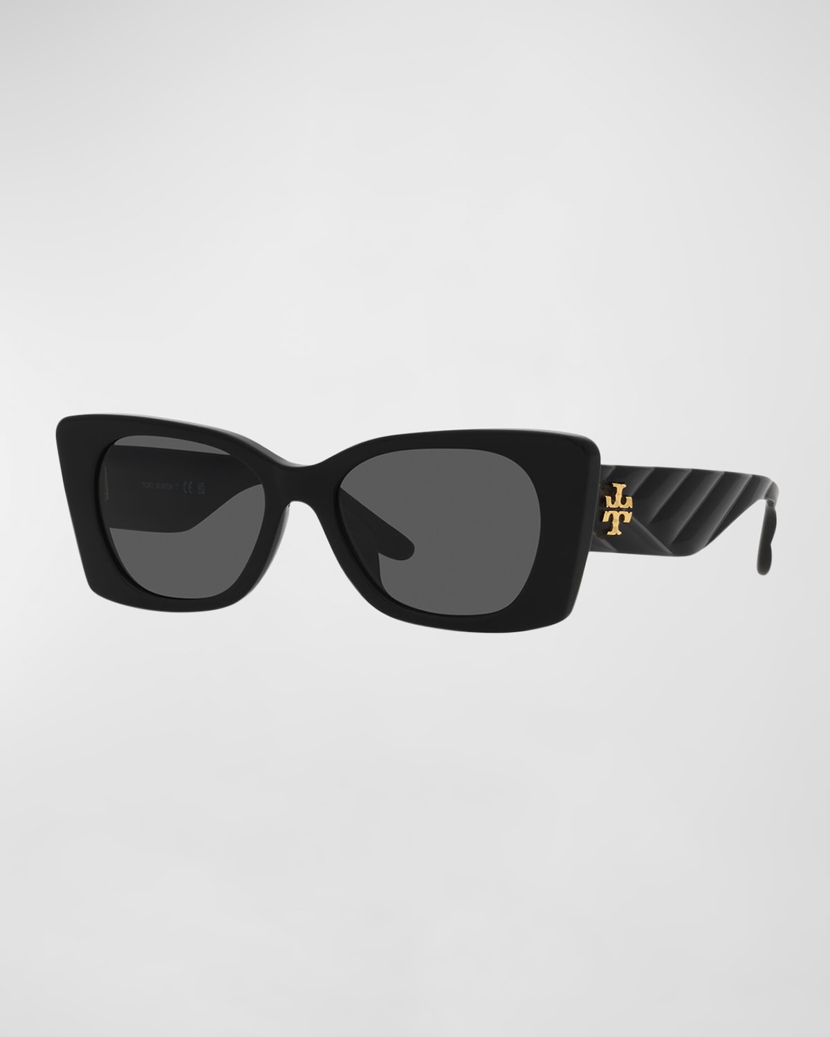 Tory Burch Embossed T-monogram Acetate Butterfly Sunglasses In Black