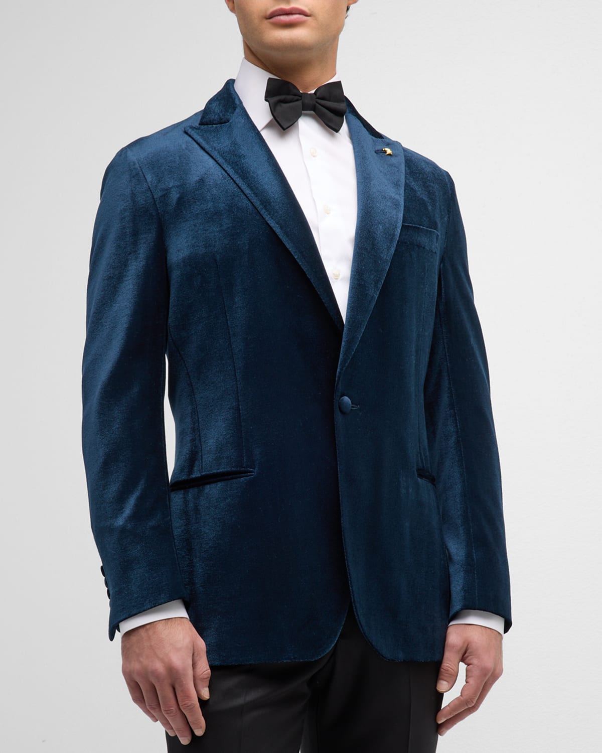 Stefano Ricci Men's Velvet Peak-lapel Dinner Jacket In Petrol Blue