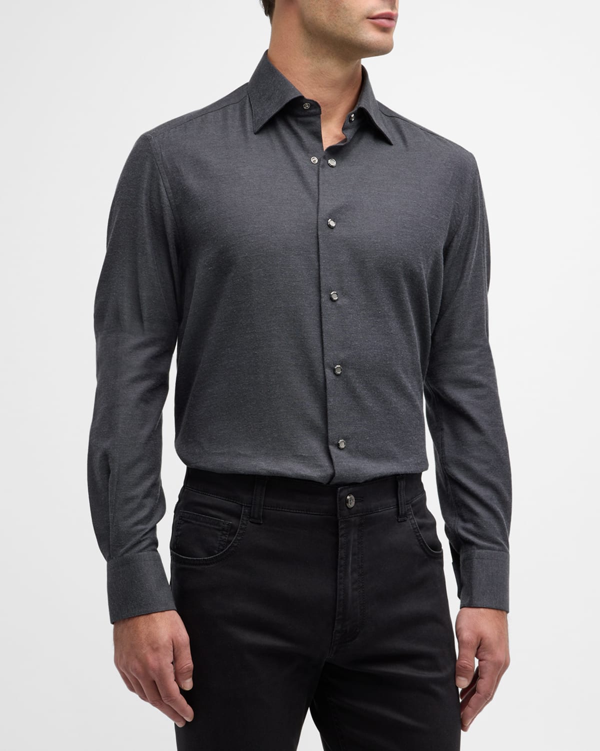 Stefano Ricci Men's Cotton Sport Shirt In Dark Grey