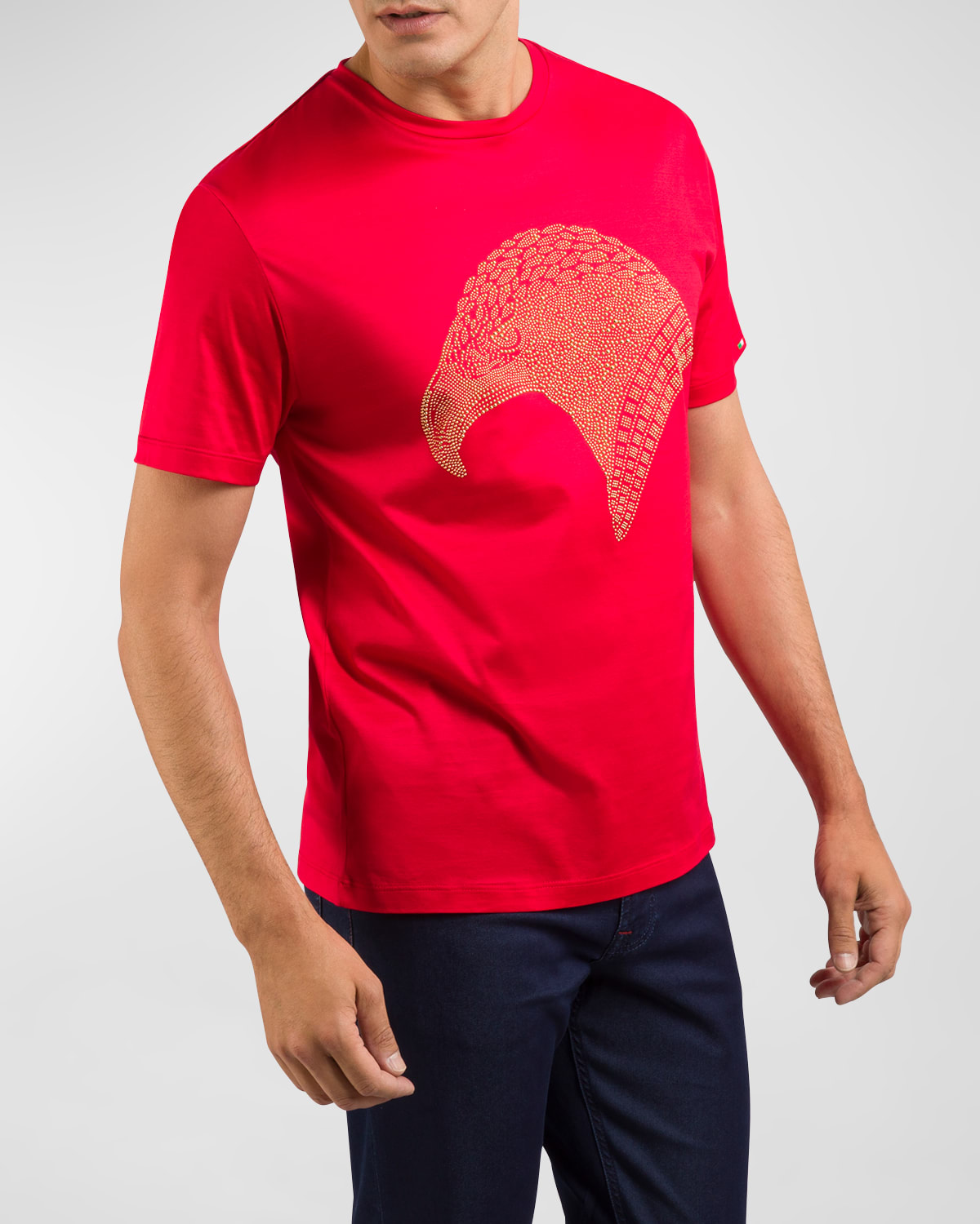 Stefano Ricci Men's Eagle Crewneck T-shirt In Red