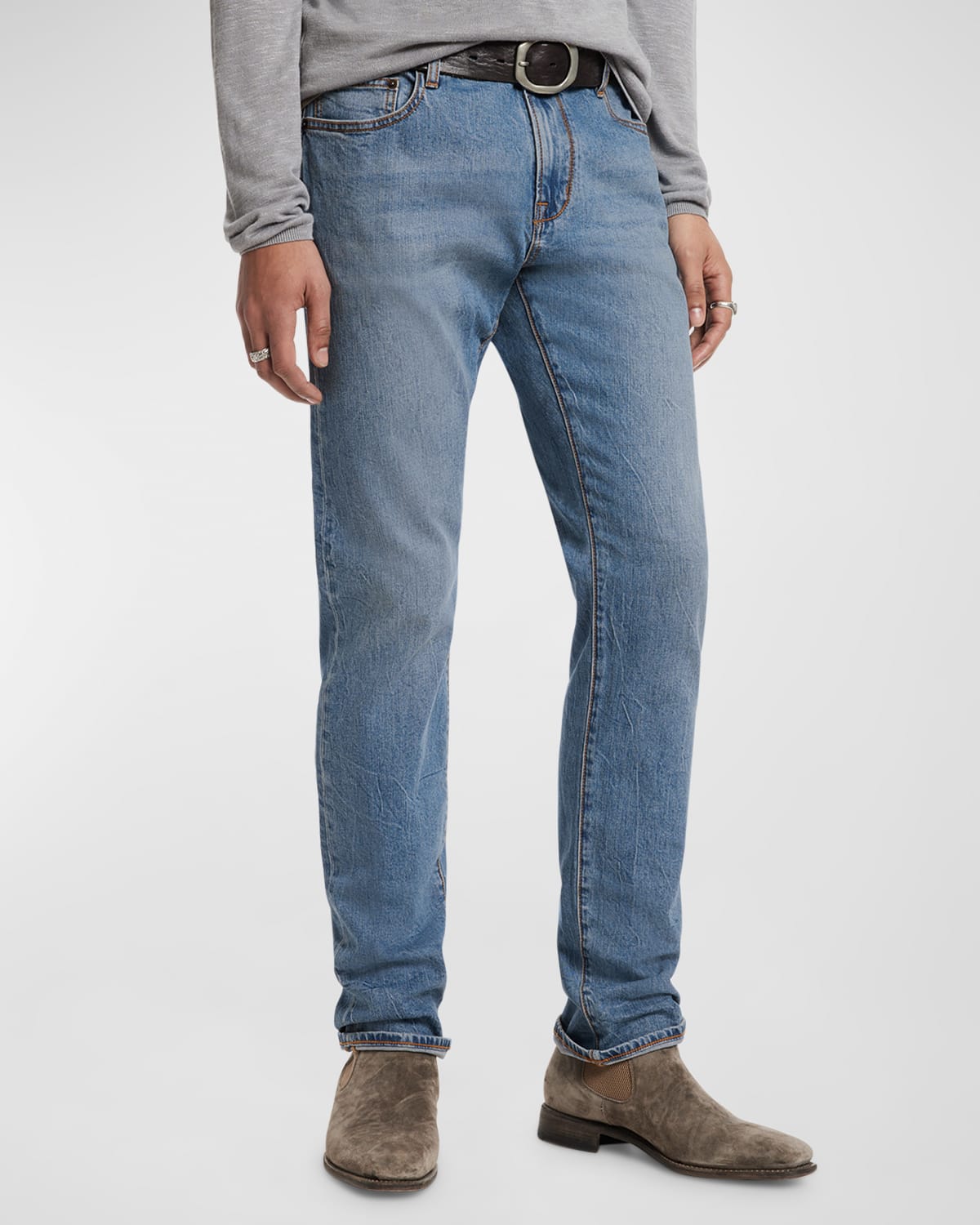 Shop John Varvatos Men's Brent Slim-straight Denim Pants In Cloud Blue