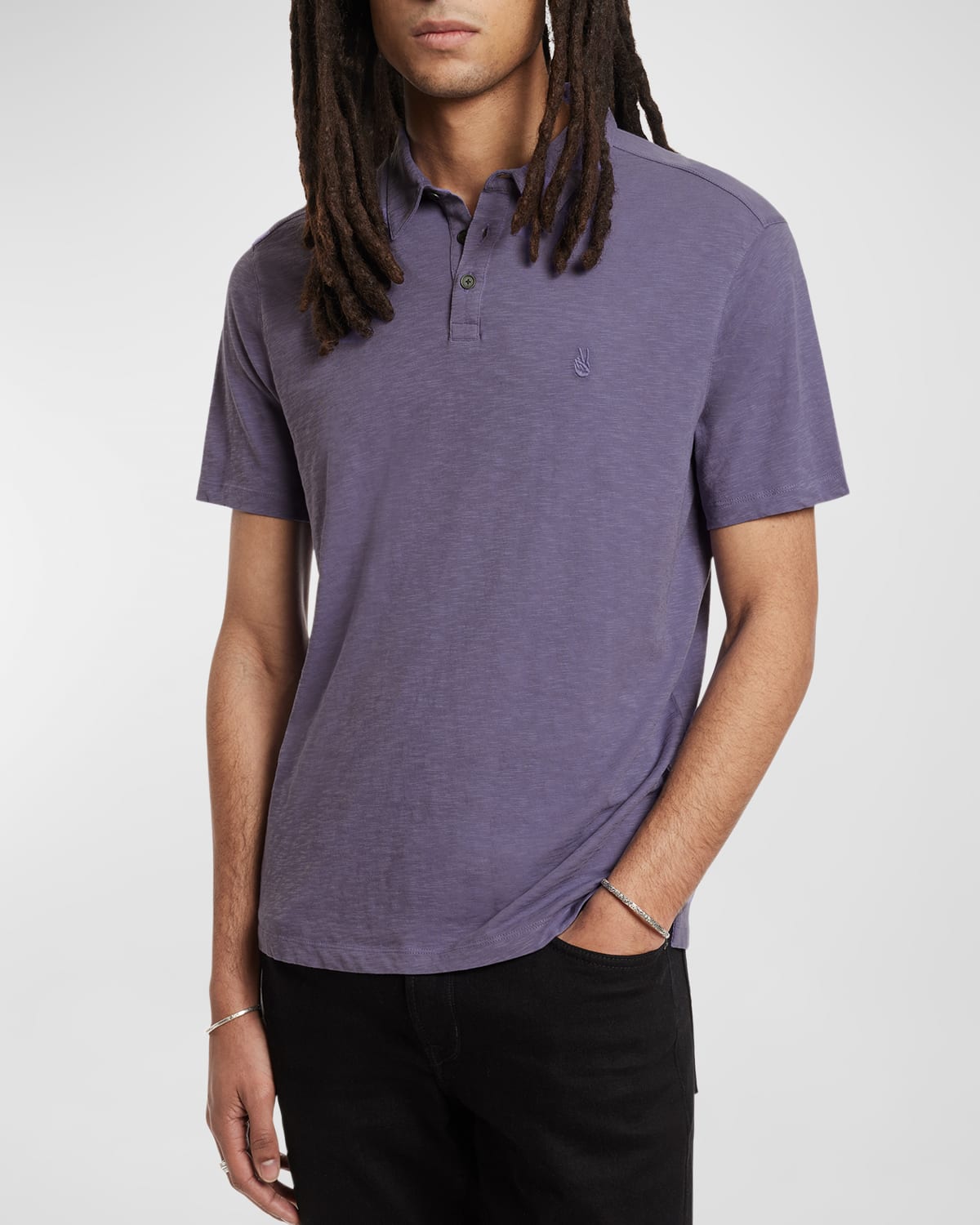 John Varvatos Men's Victor Peace Sign Cotton Polo Shirt In Purple