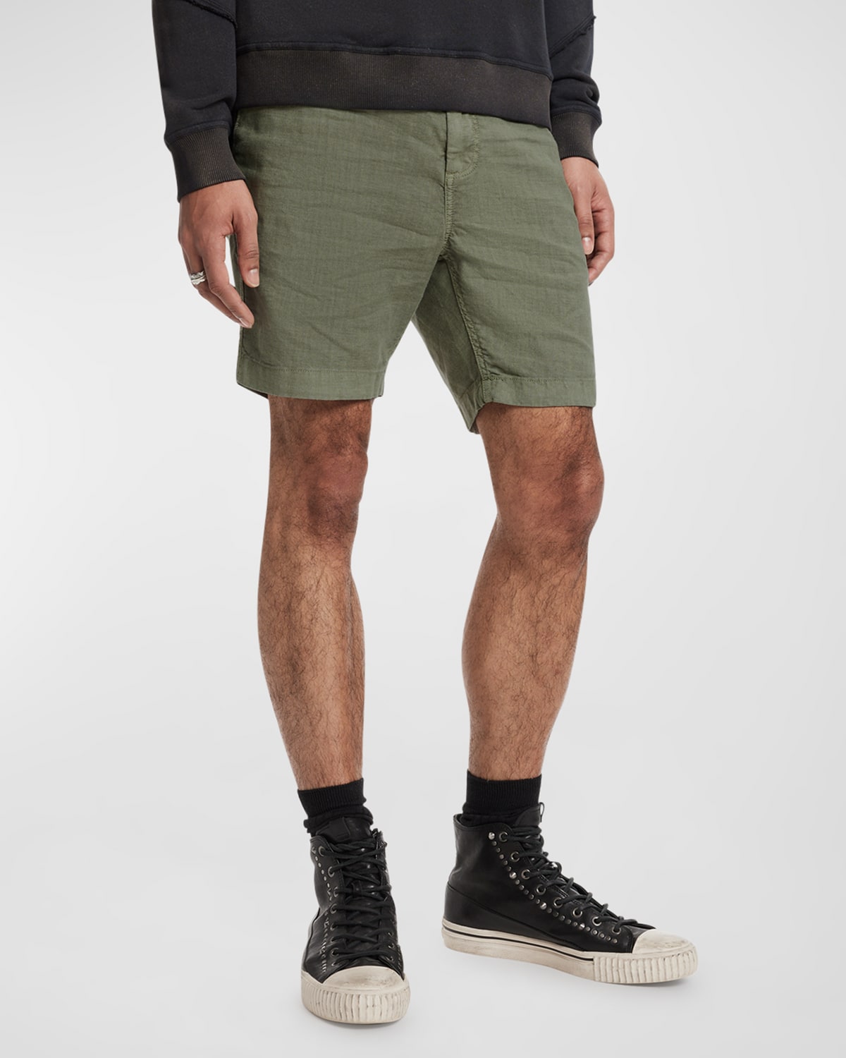 John Varvatos Benson Linen Blend Drawstring Shorts In Legume