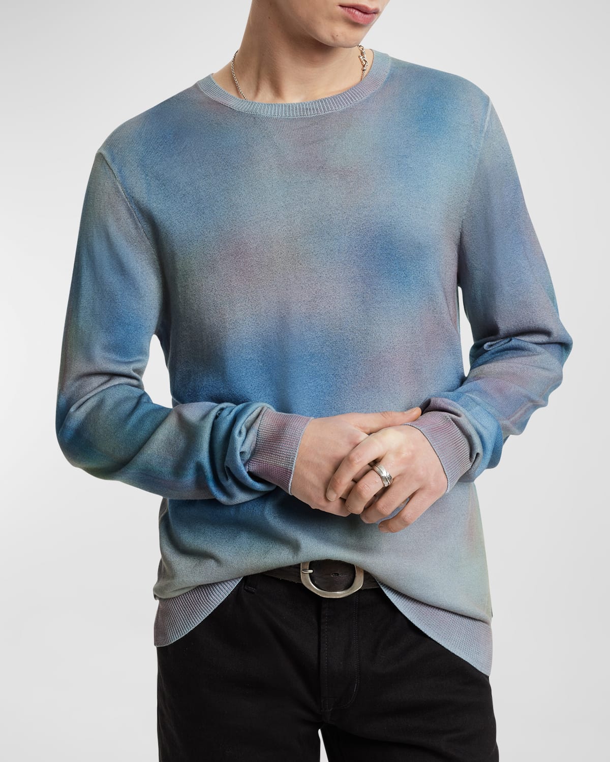 John Varvatos Dahl Mercerized Cotton Crewneck Sweater In Dutch Blue