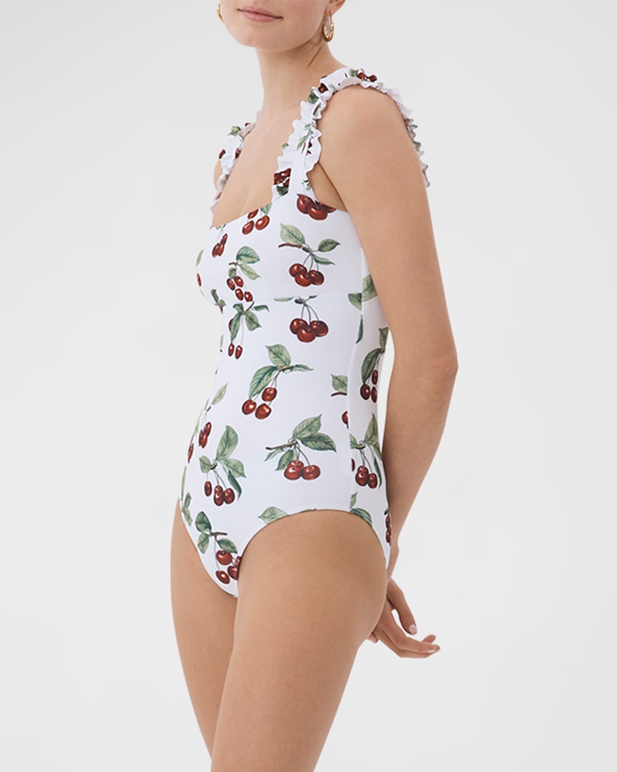 EPHEMERA Cerise Ruffle One-Piece Swimsuit