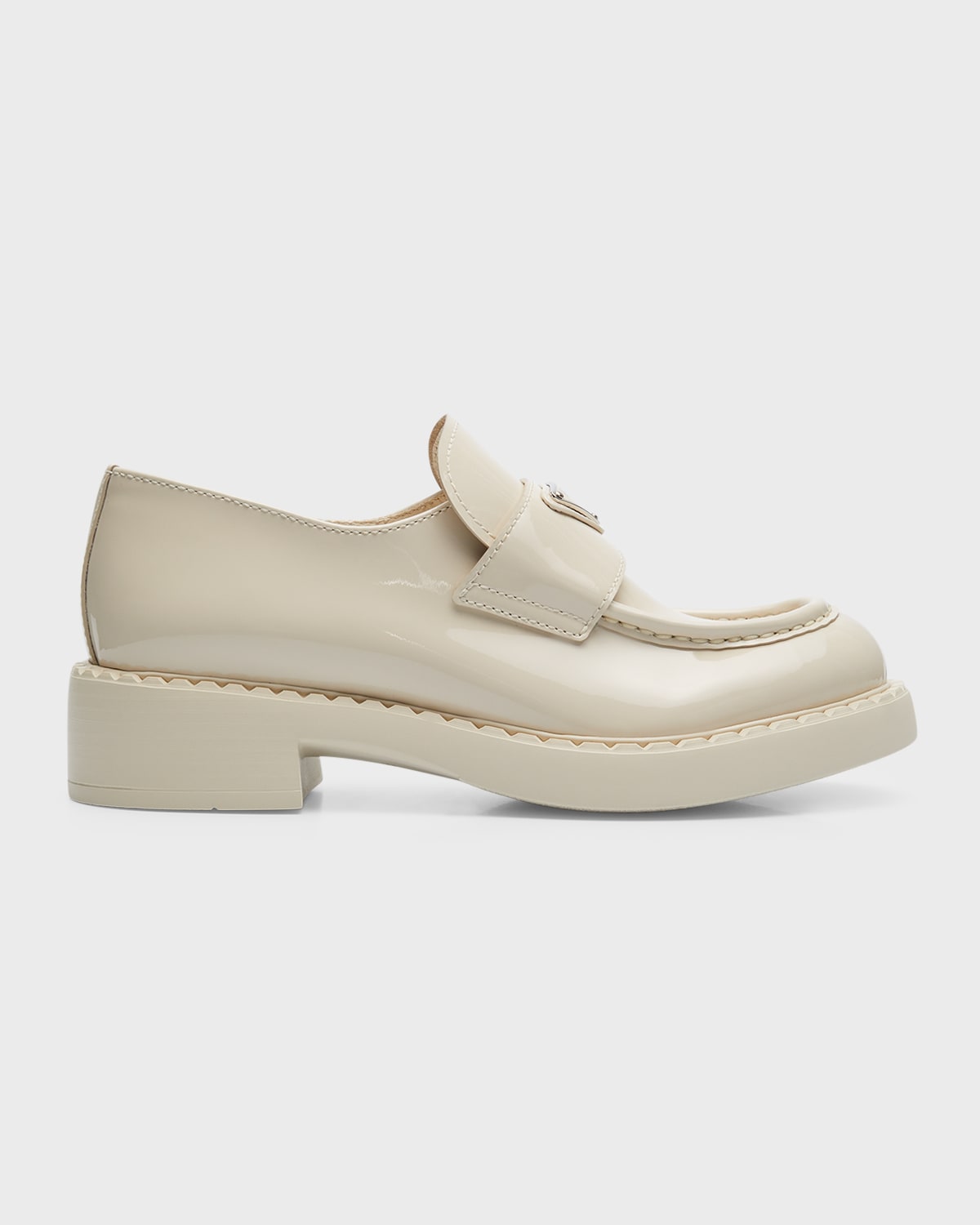 PRADA CHOCOLATE PATENT CALFSKIN LOAFERS