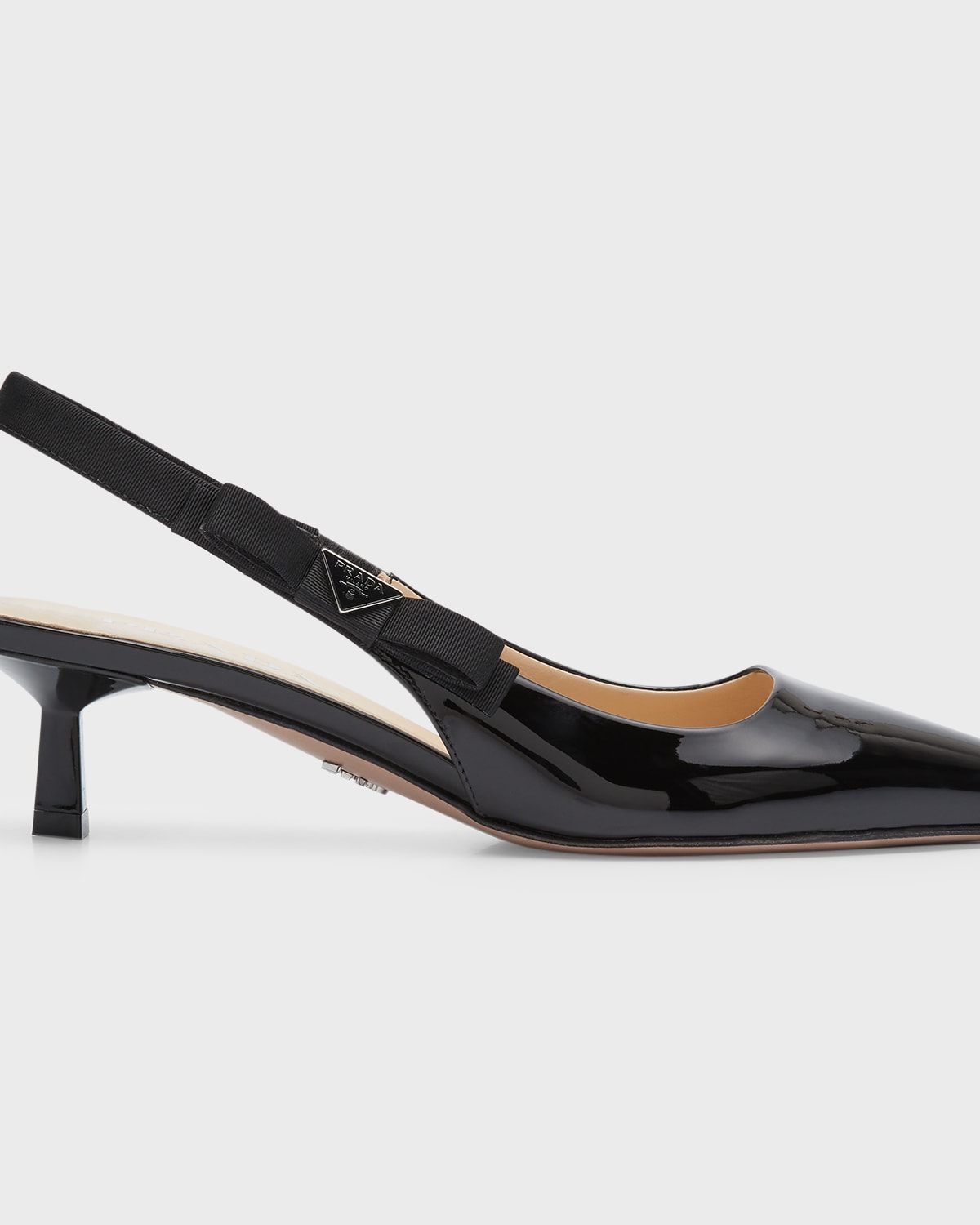 Prada Patent Bow Slingback Pumps In Nero