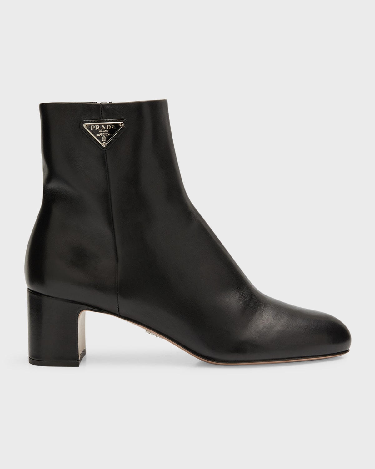 Shop Prada Leather Zip Ankle-booties In Nero