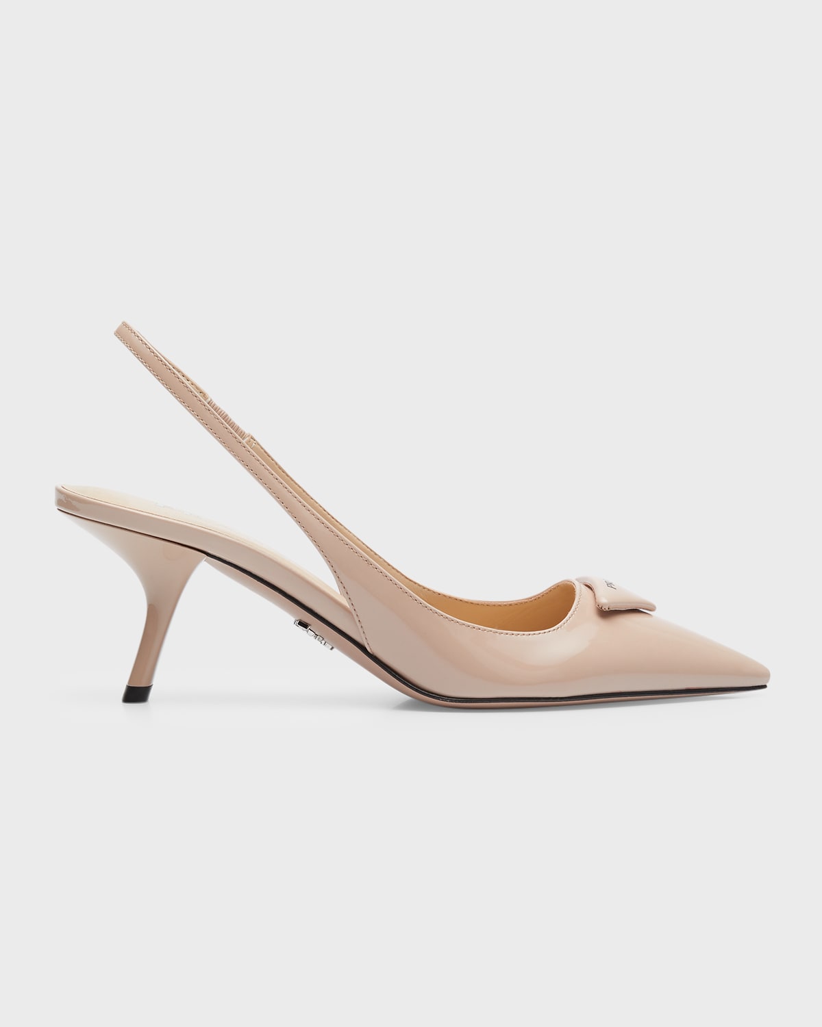 Prada Patent Logo Slingback Pumps In Cipria