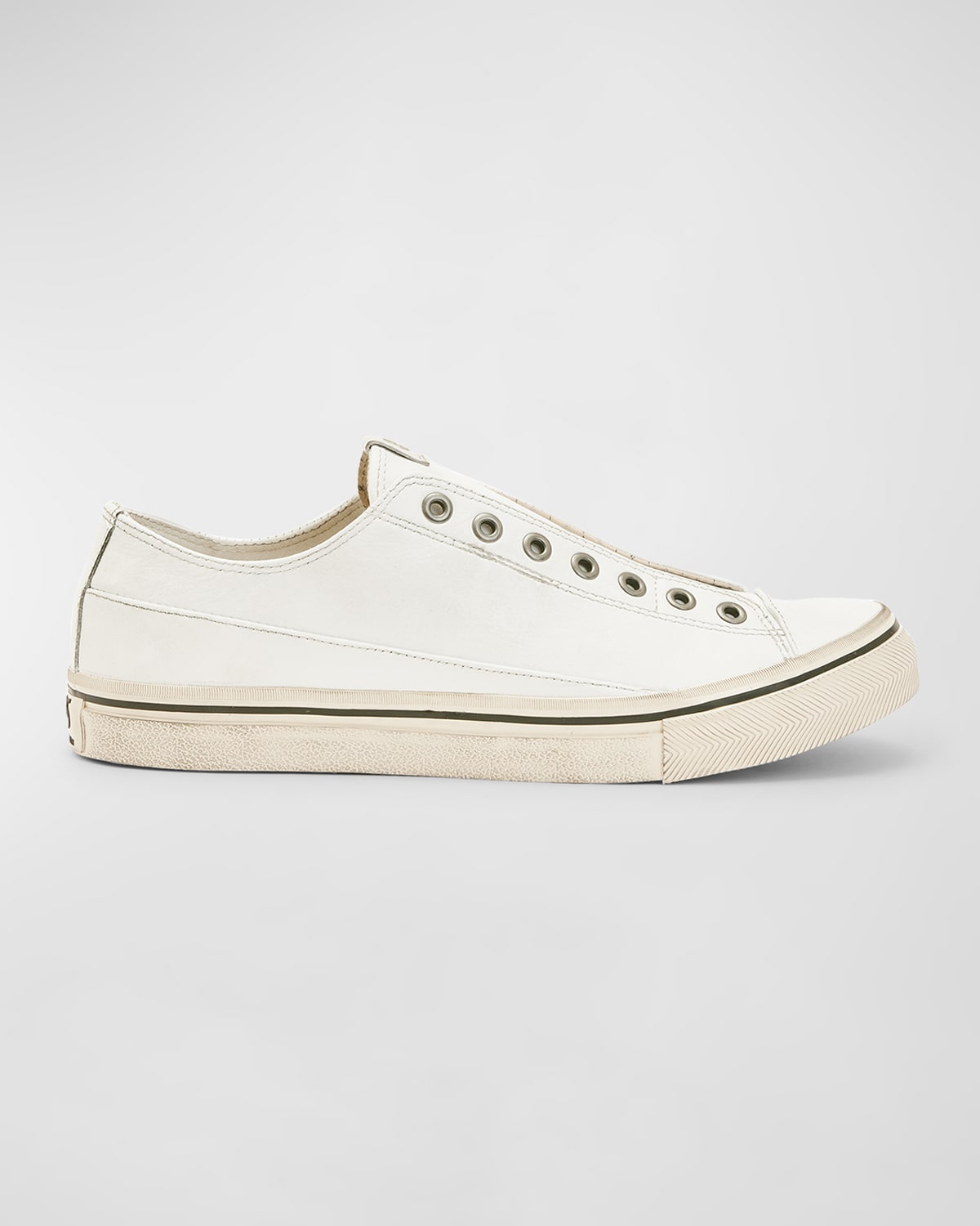 John Varvatos Men's Vulc Laceless Low Top Leather Shoes In White