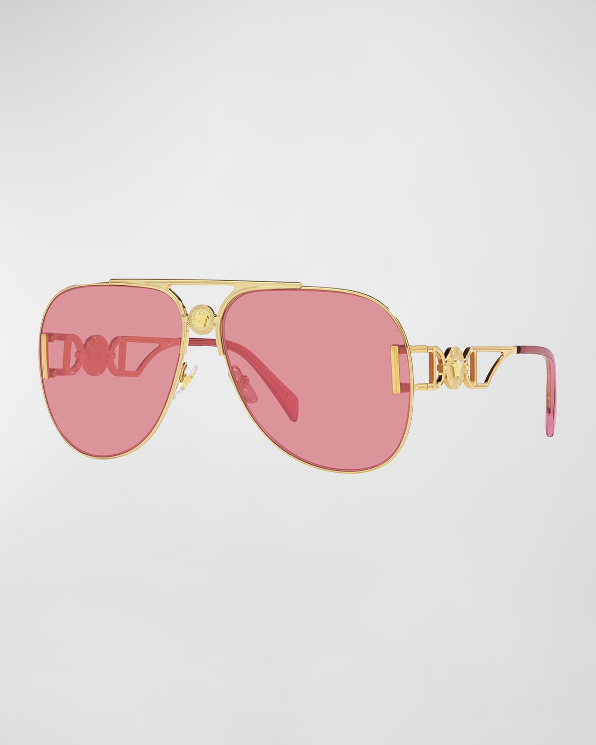 Versace Golden Medusa Metal & Plastic Aviator Sunglasses In Pink