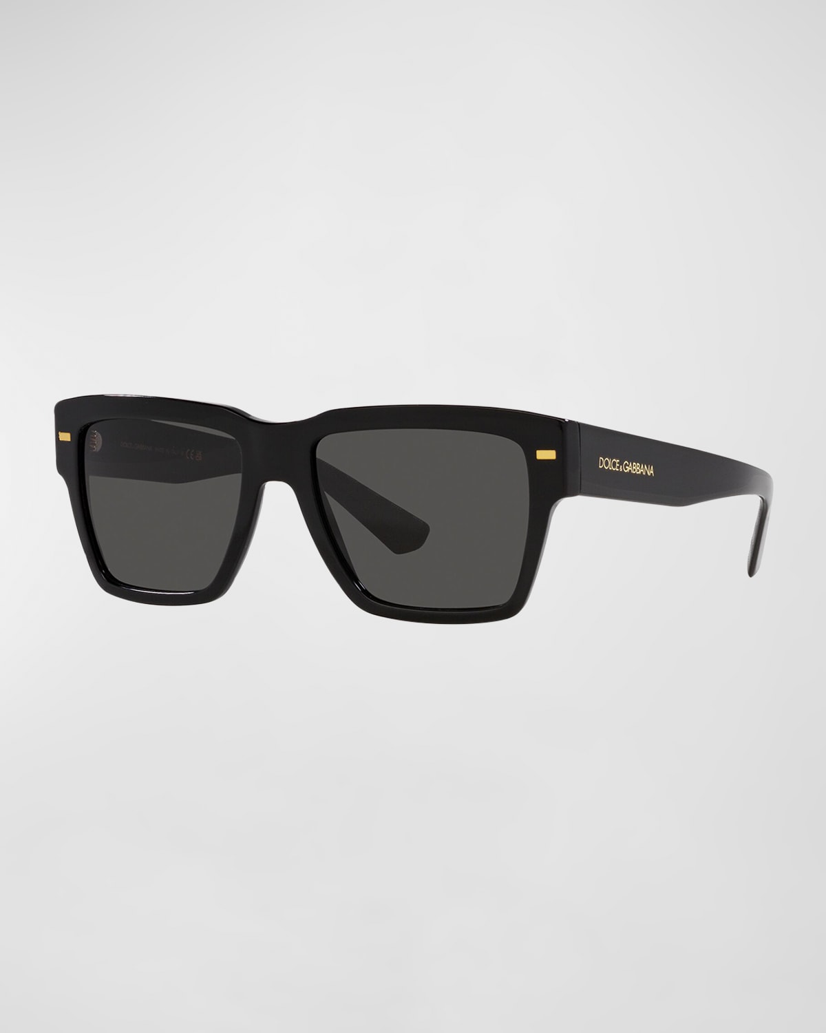 Dolce & Gabbana Men's Temple Logo Rectangle Sunglasses In Black
