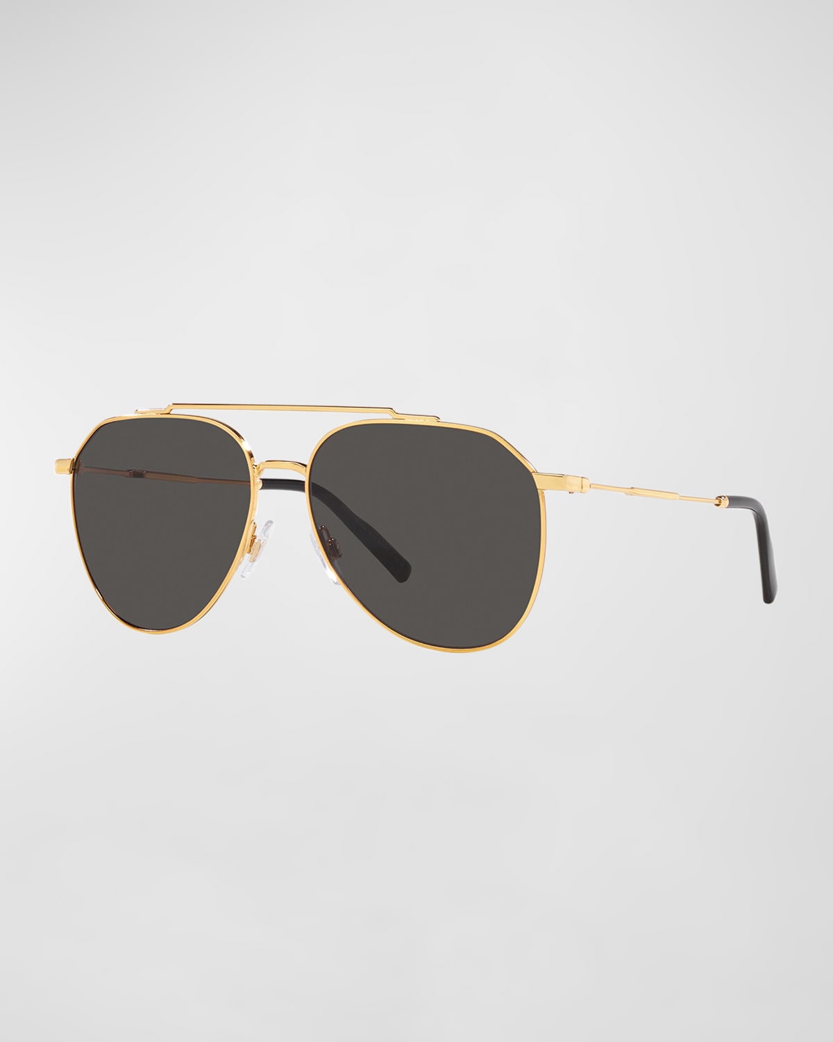 Dolce & Gabbana Men's Double-bridge Steel Aviator Sunglasses In Gold