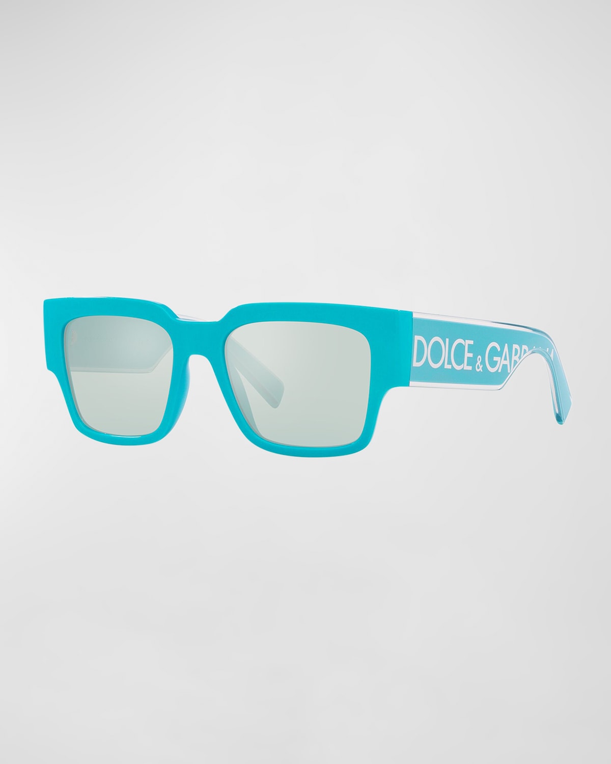 Dolce & Gabbana Men's Maxi-logo Square Sunglasses In Azure