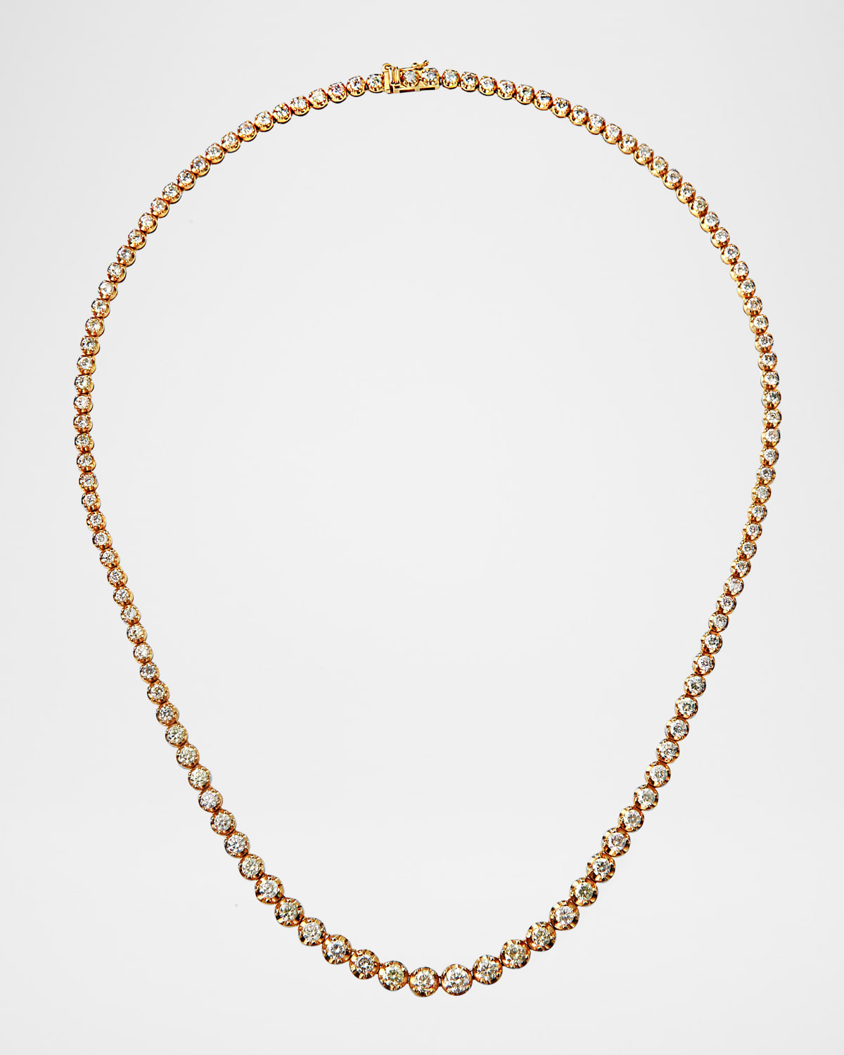 14K Yellow Gold Graduated Diamond Tennis Necklace, 16"L