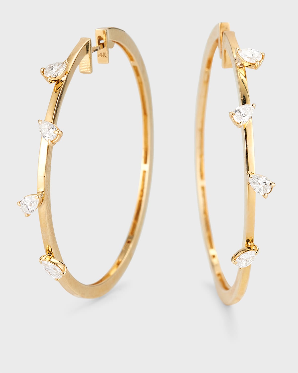 Siena Lasker 14k Gold Scattered Pear-cut Diamond Hoop Earrings