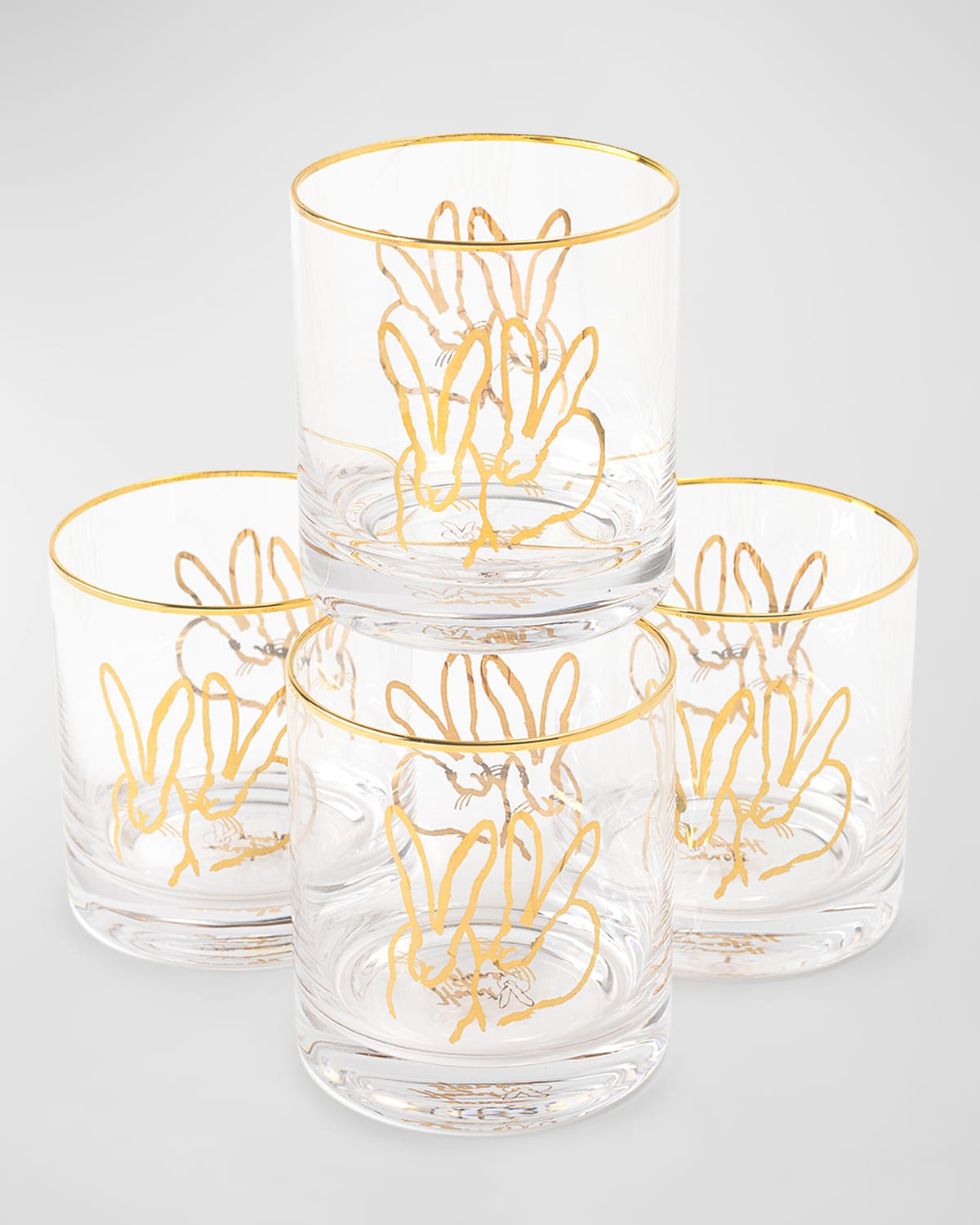 Hunt Slonem Double Bunny Old Fashioned Glasses, Set Of 4