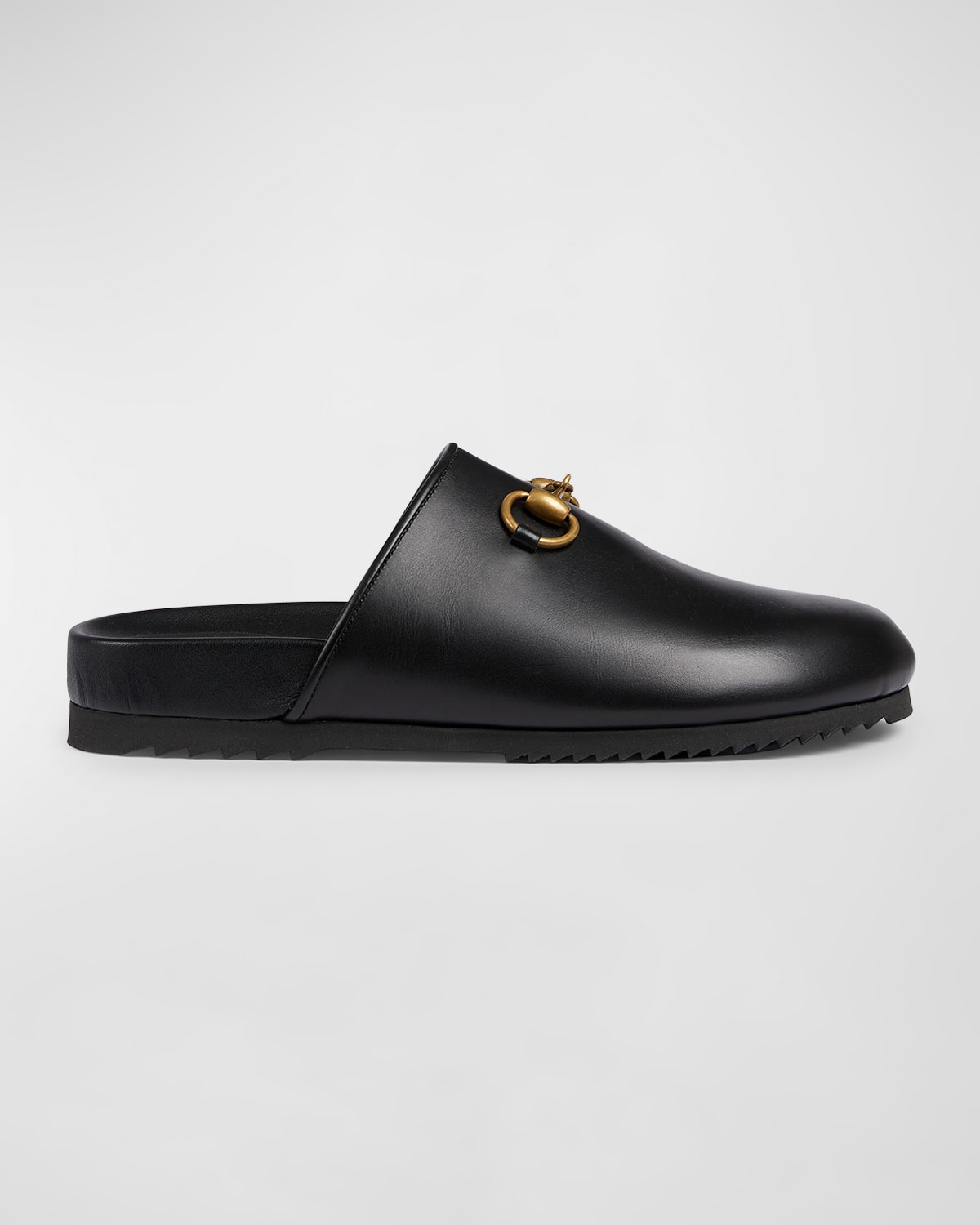 Shop Gucci Leather Bit Slide Mules In Black