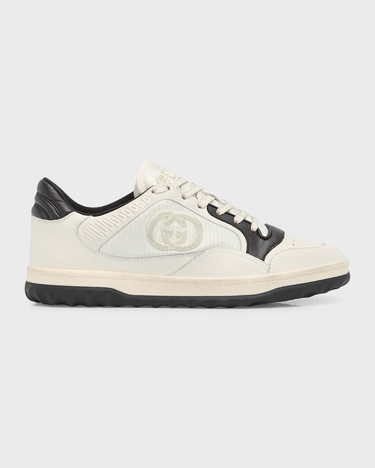 Shop Gucci Bicolor Leather Low-top Sneakers In Off White