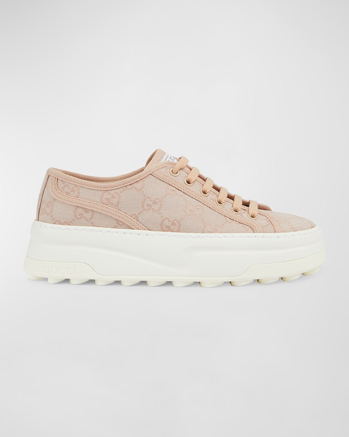 Gucci Monogram Canvas Platform Tennis Sneakers In Black Rose