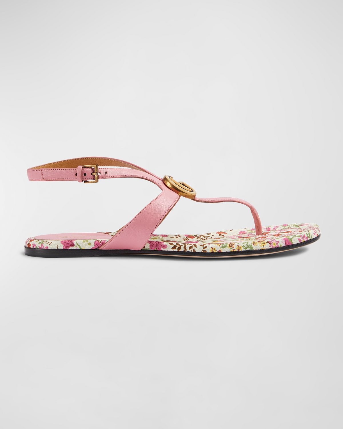 GUCCI DOUBLE G MARMONT LEATHER THONG SANDALS