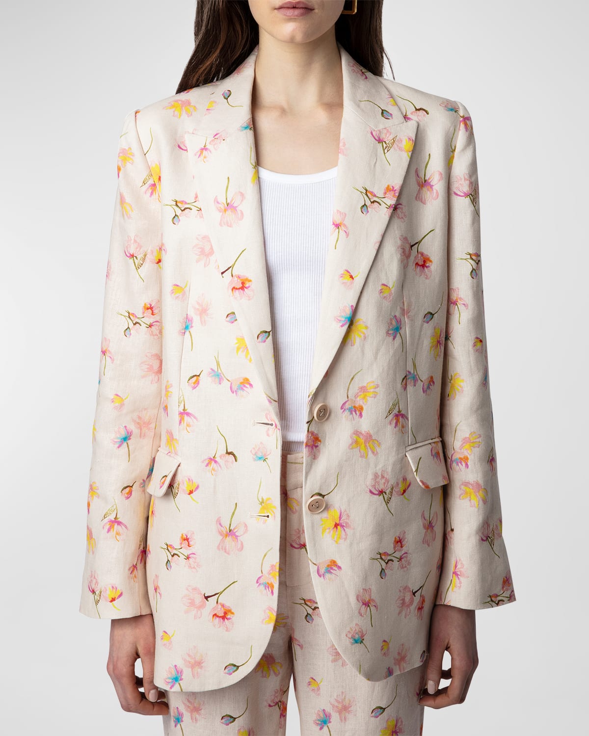Zadig & Voltaire Vegy Linen Courtney Blazer In Multi