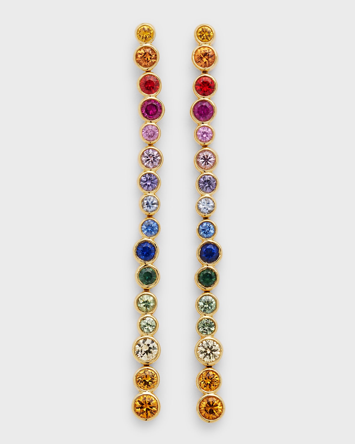 Ippolita 18k Starlet Long Post Earrings With Mixed Sapphires In Sapphire Rainbow