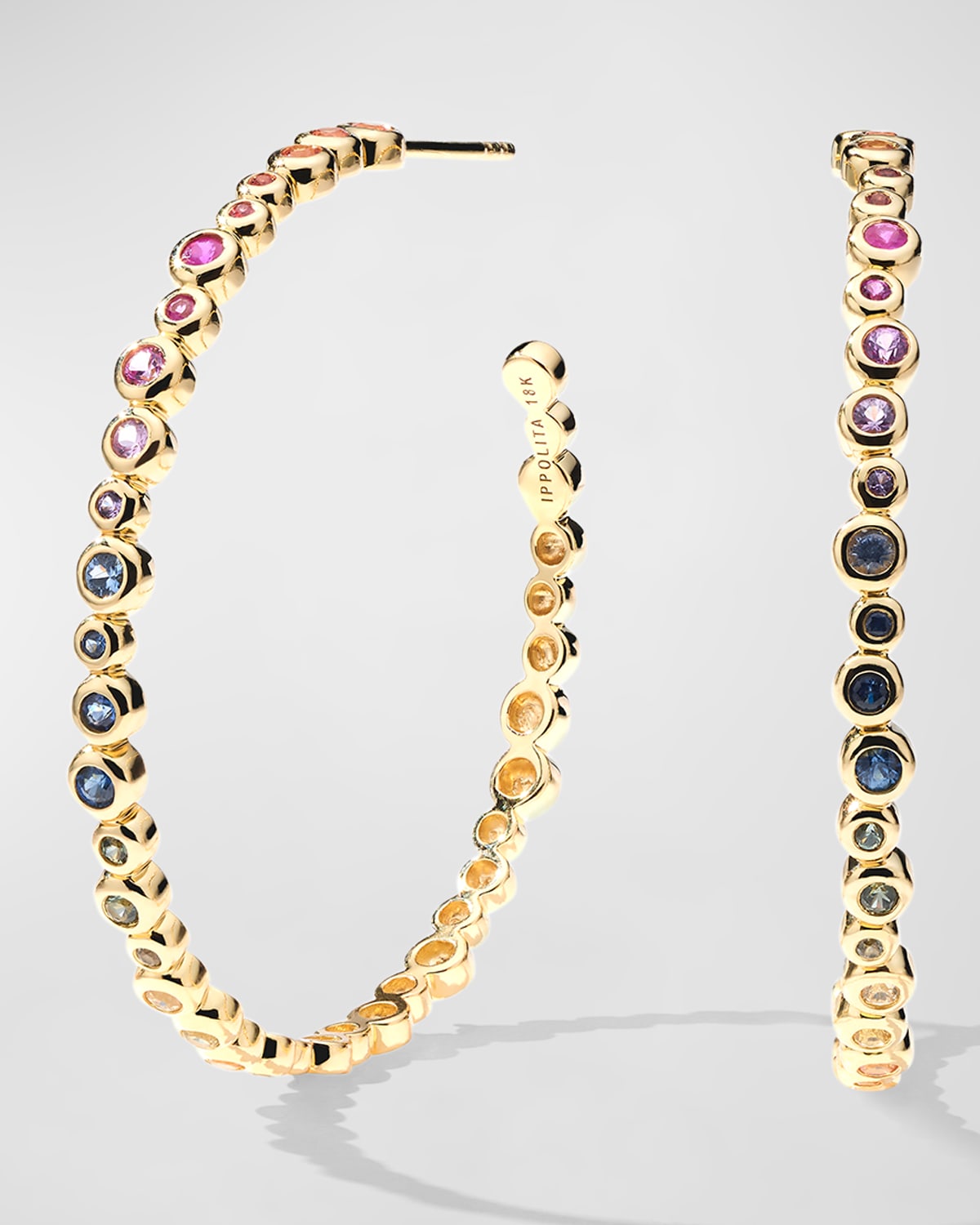 Ippolita 18k Starlet Hoop Earrings With Mixed Sapphires In Yellow Gold