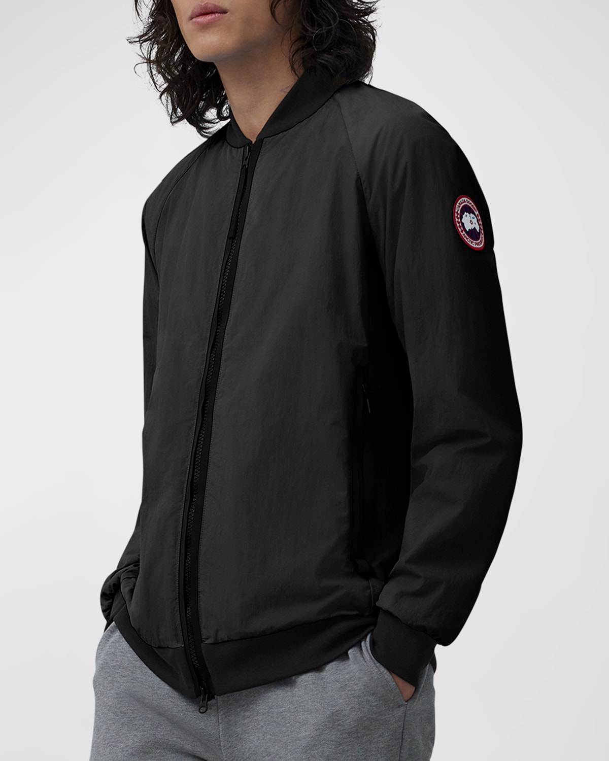 Shop Canada Goose Men's Faber Nylon Bomber Jacket In Black