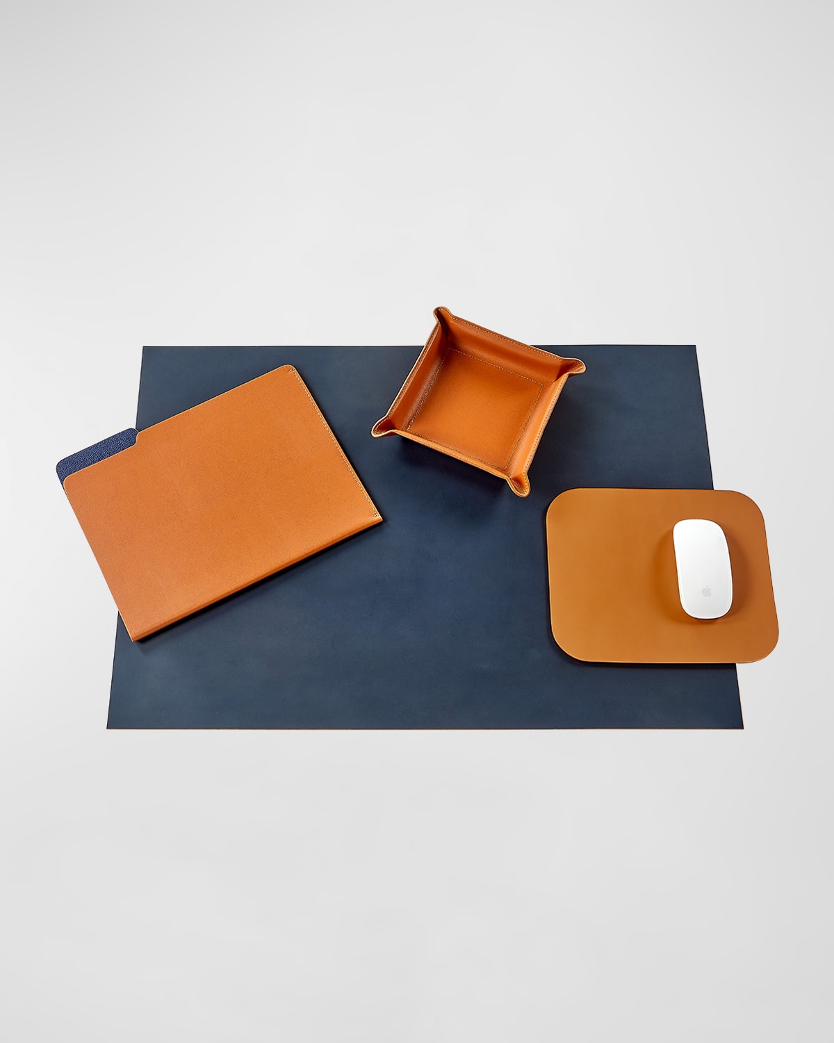 Shop Graphic Image Bleeker 4-piece Desk Set In Tan And Navy