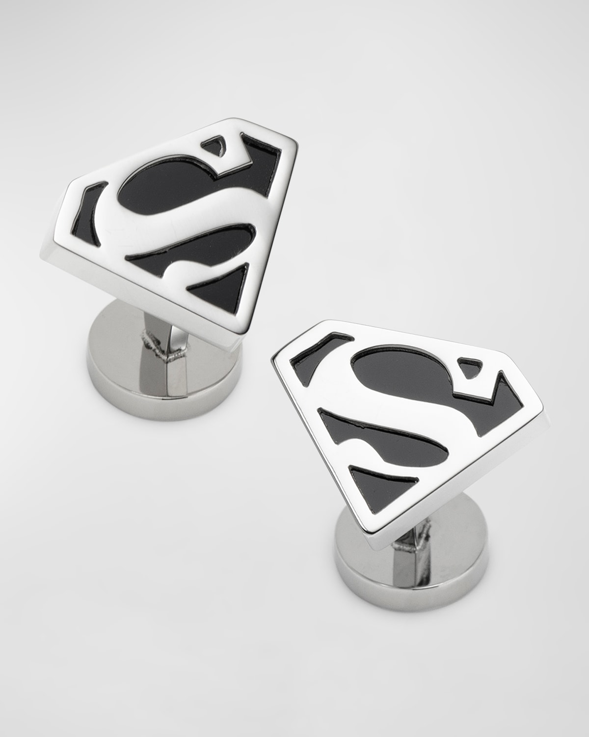 Cufflinks Inc. Men's Superman Black Onyx Stainless Steel Cufflinks