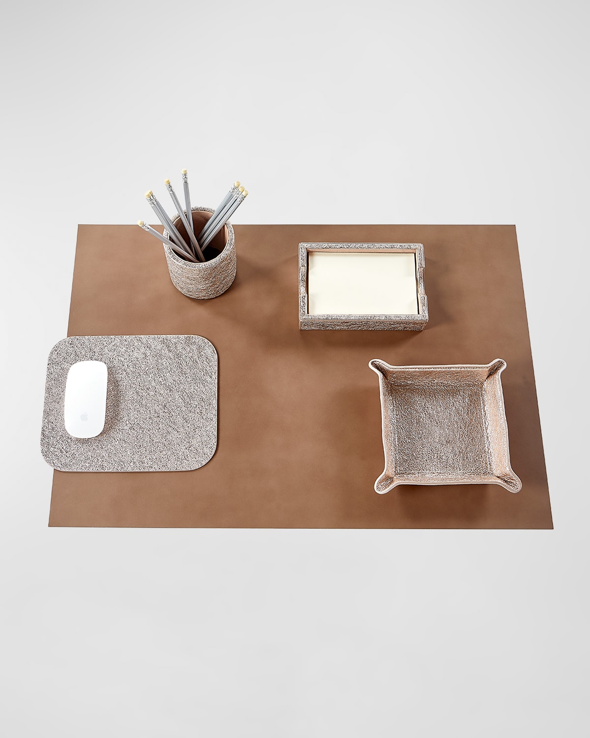 Shop Graphic Image Hayden Metallic Leather Desk Collection In Rose Gold
