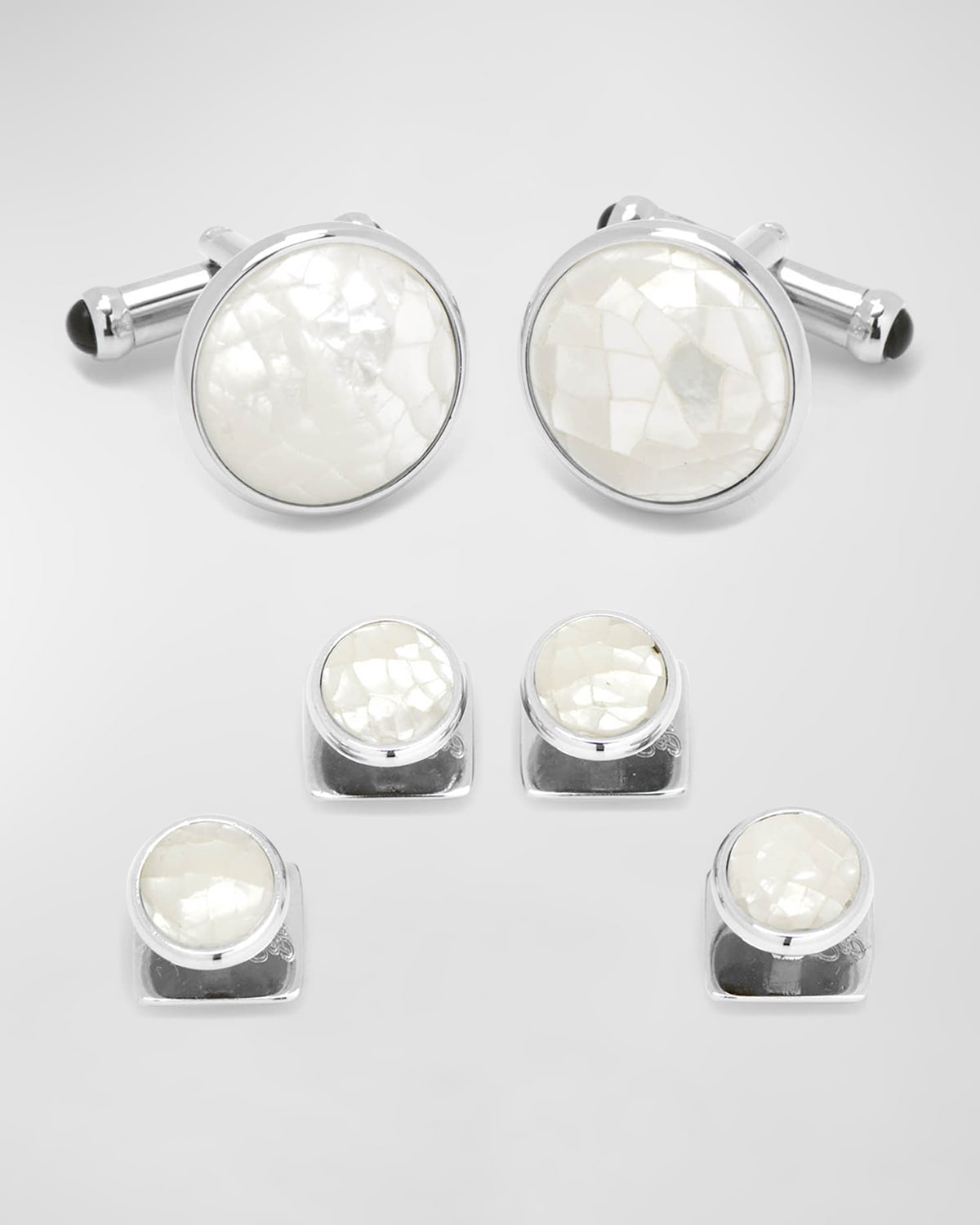 Cufflinks, Inc Men's Mosaic Mother-of-pearl Cuff Link Stud Set In White