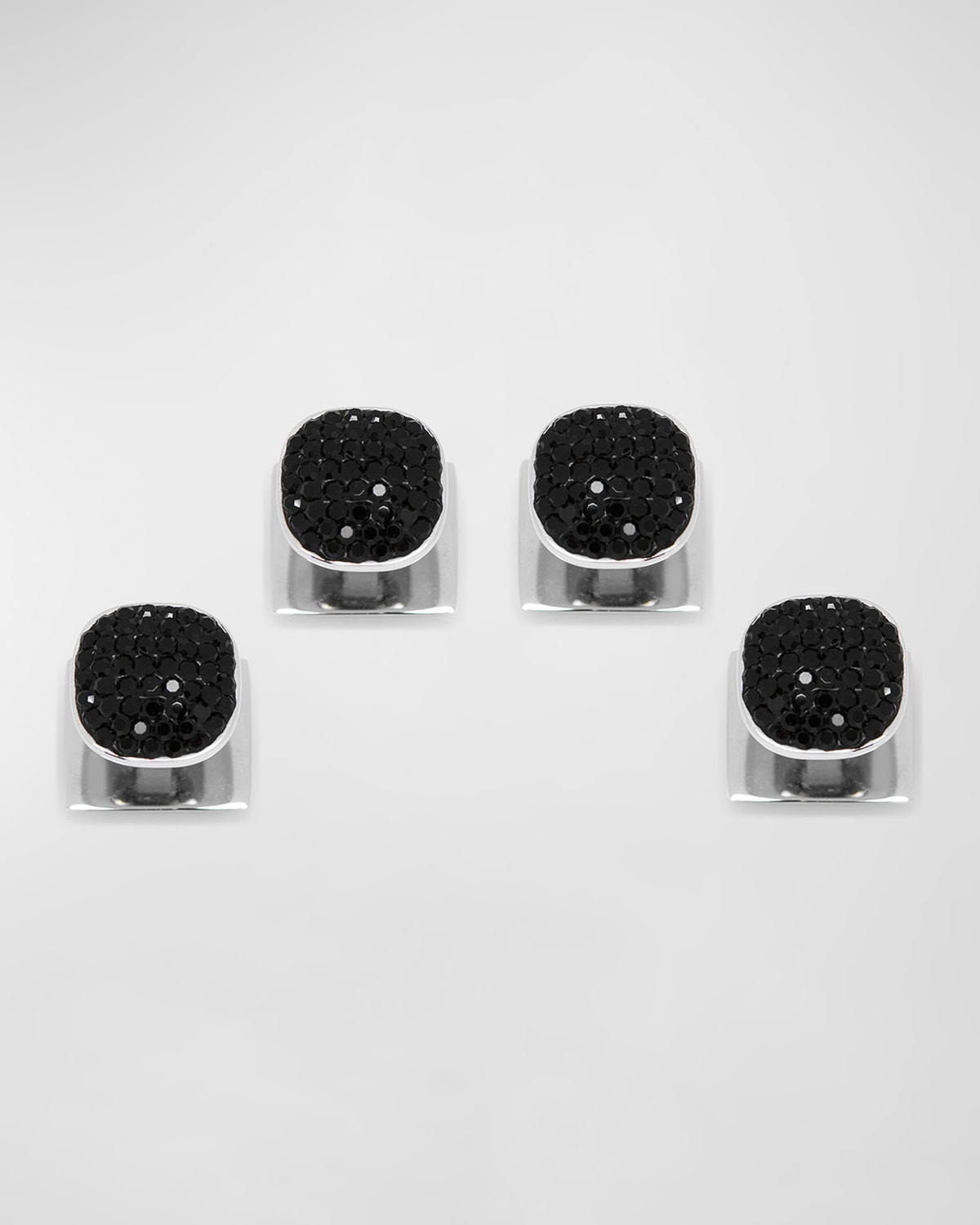Cufflinks, Inc Men's Stainless Steel Crystal Pave Shirt Studs In Black