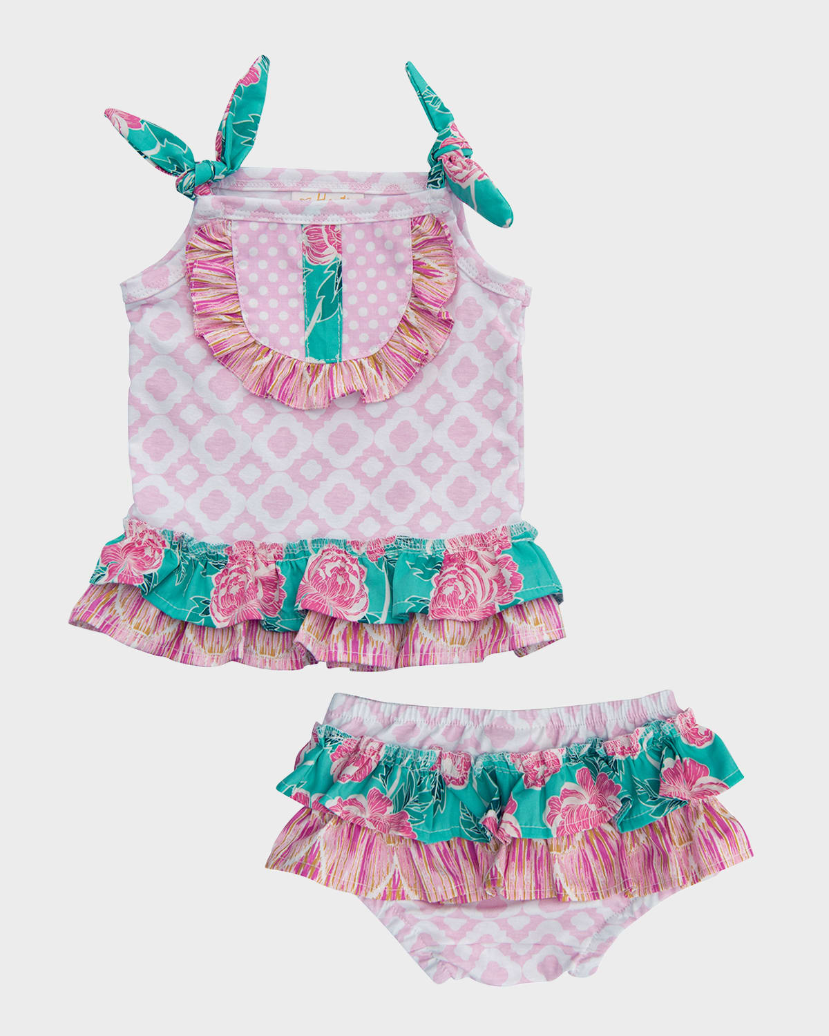 Haute Baby Kids' Girl's Lily's Lawn Tank Top And Bloomers Set In Pink
