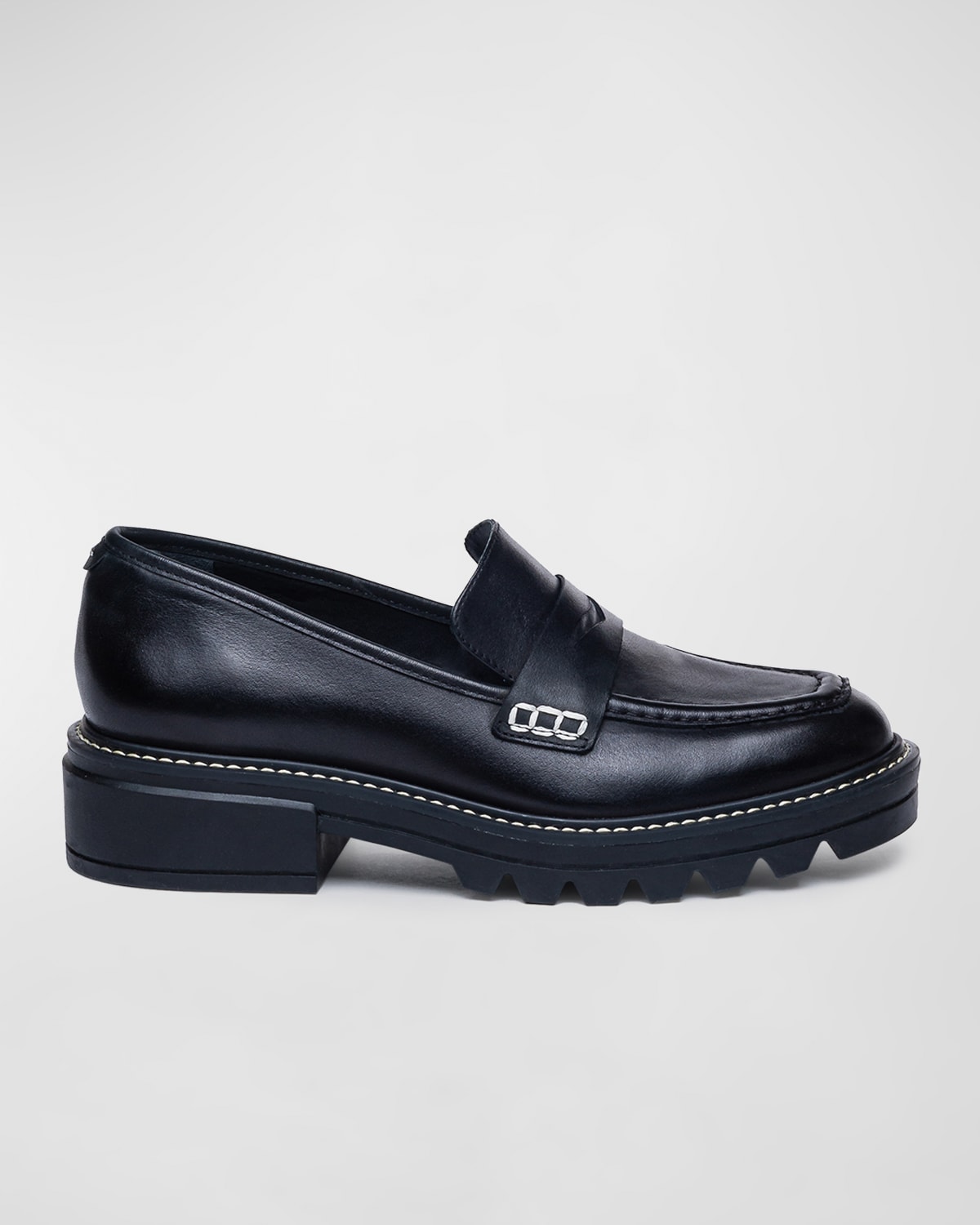 Bernardo Chandler Leather Penny Loafers In Black