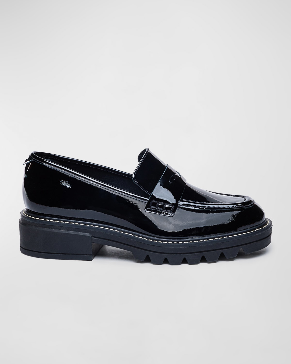 Bernardo Chandler Patent Leather Penny Loafers In Black Patent