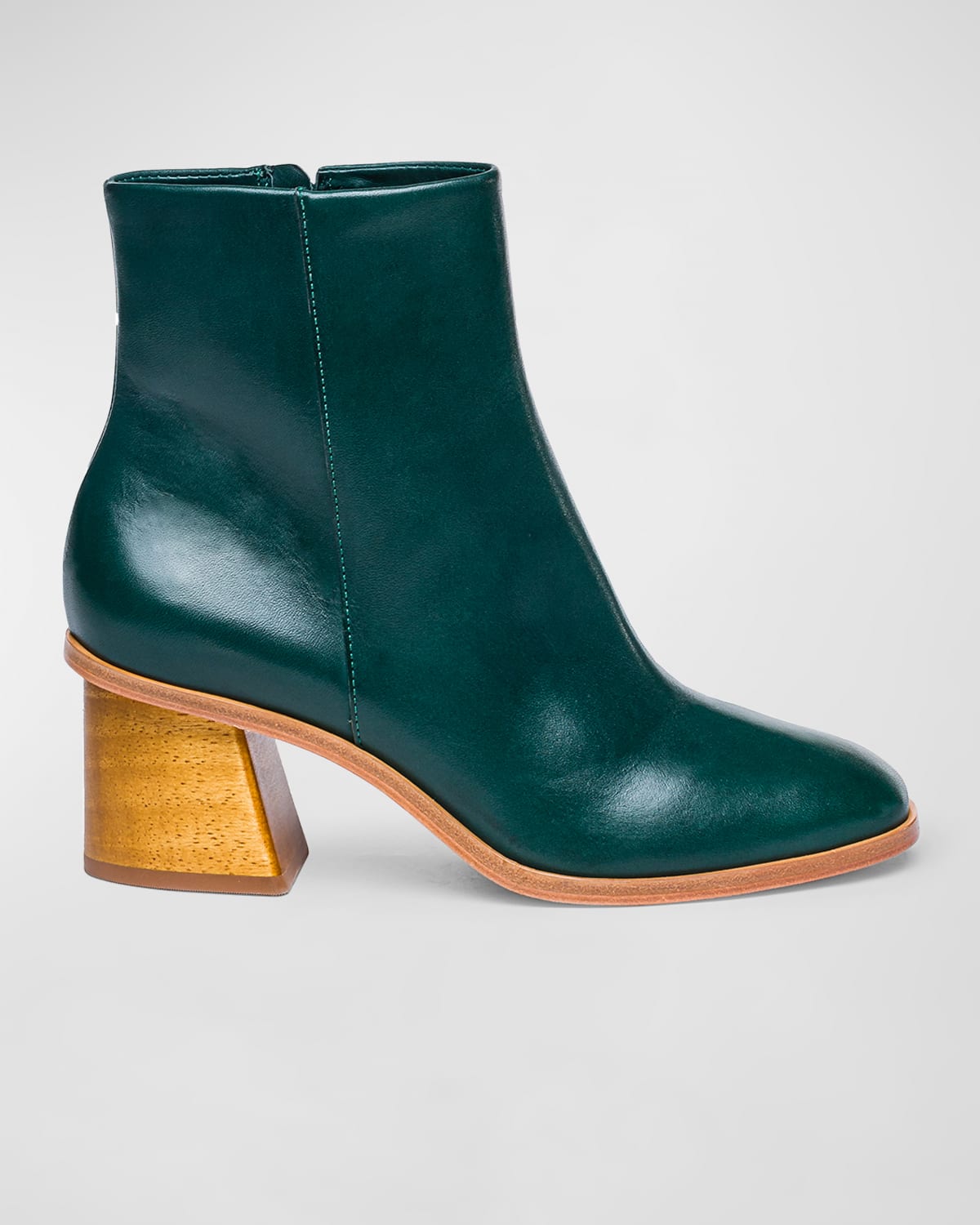 Shop Bernardo Nantucket Leather Block-heel Booties In Royal Pine