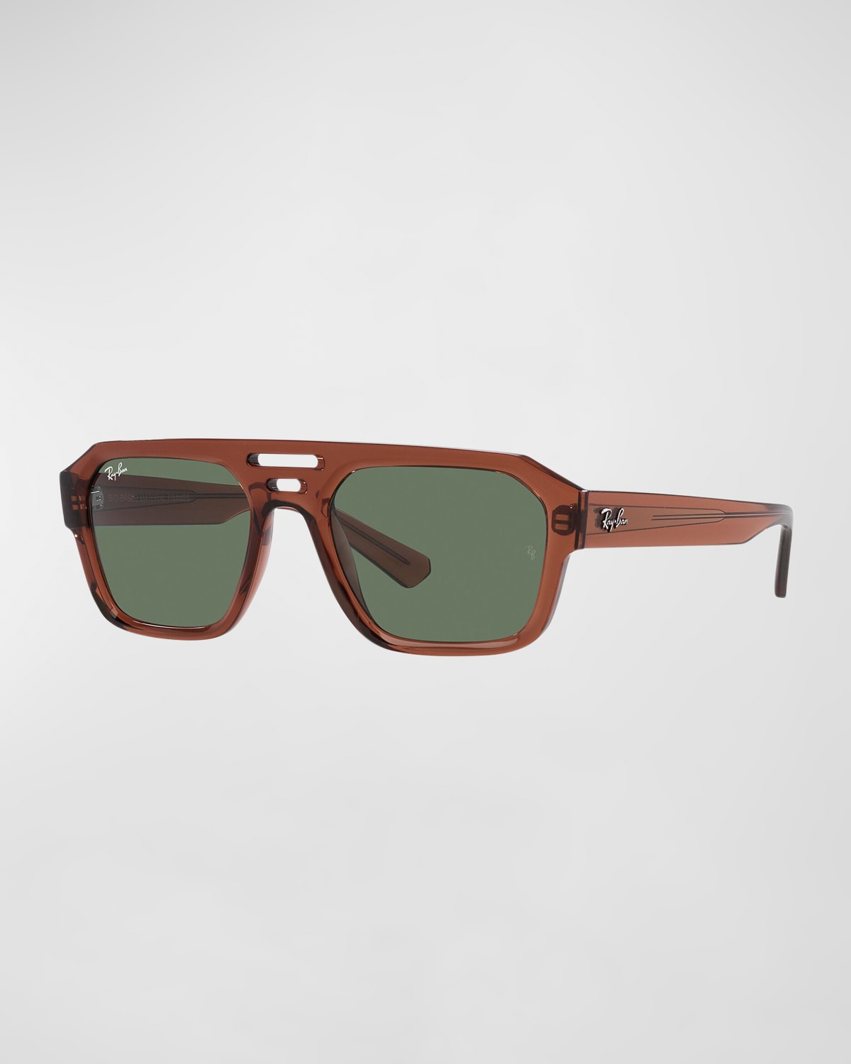 Ray Ban Men's Corrigan Rectangle Sunglasses In Brown/green