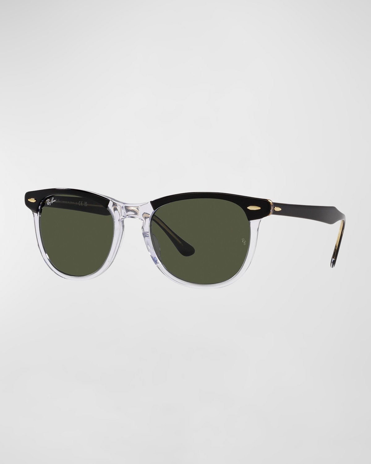 Ray Ban Sunglasses Unisex Eagle Eye - Black On Transparent Frame Green Lenses 56-21