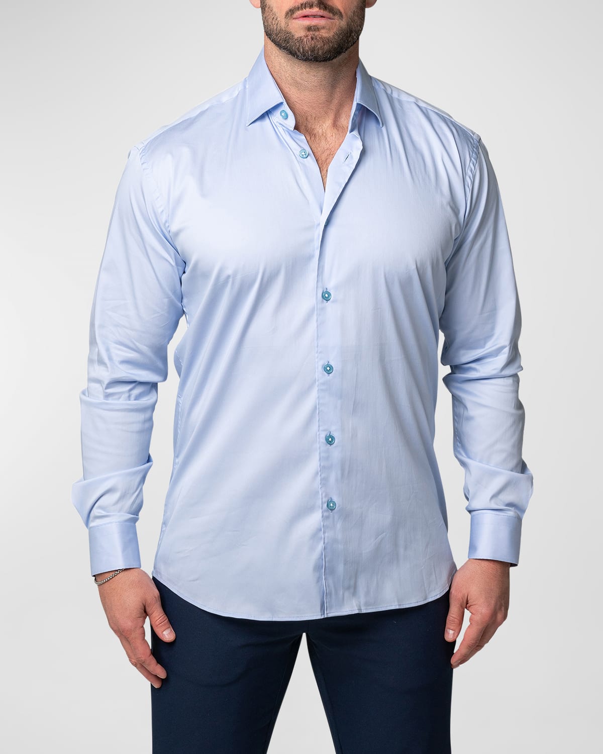 Shop Maceoo Men's Fibonacci Button-front Shirt In Blue