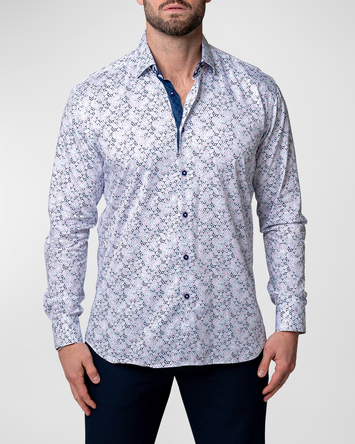 Shop Maceoo Men's Fibonacci Patterned Sport Shirt In Pink