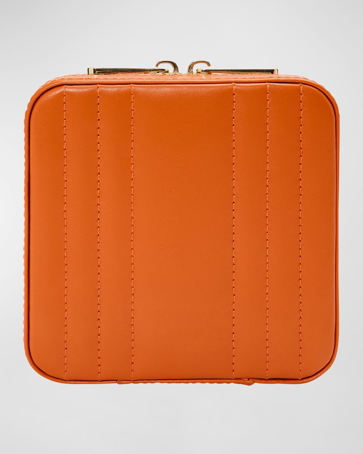 Wolf Maria Square Quilted Zip Jewelry Case In Tangerine