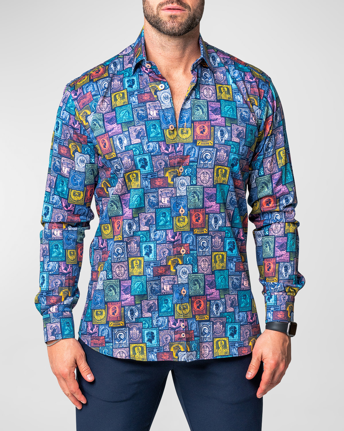 Men's Fibonacci Multi-Stamp Sport Shirt