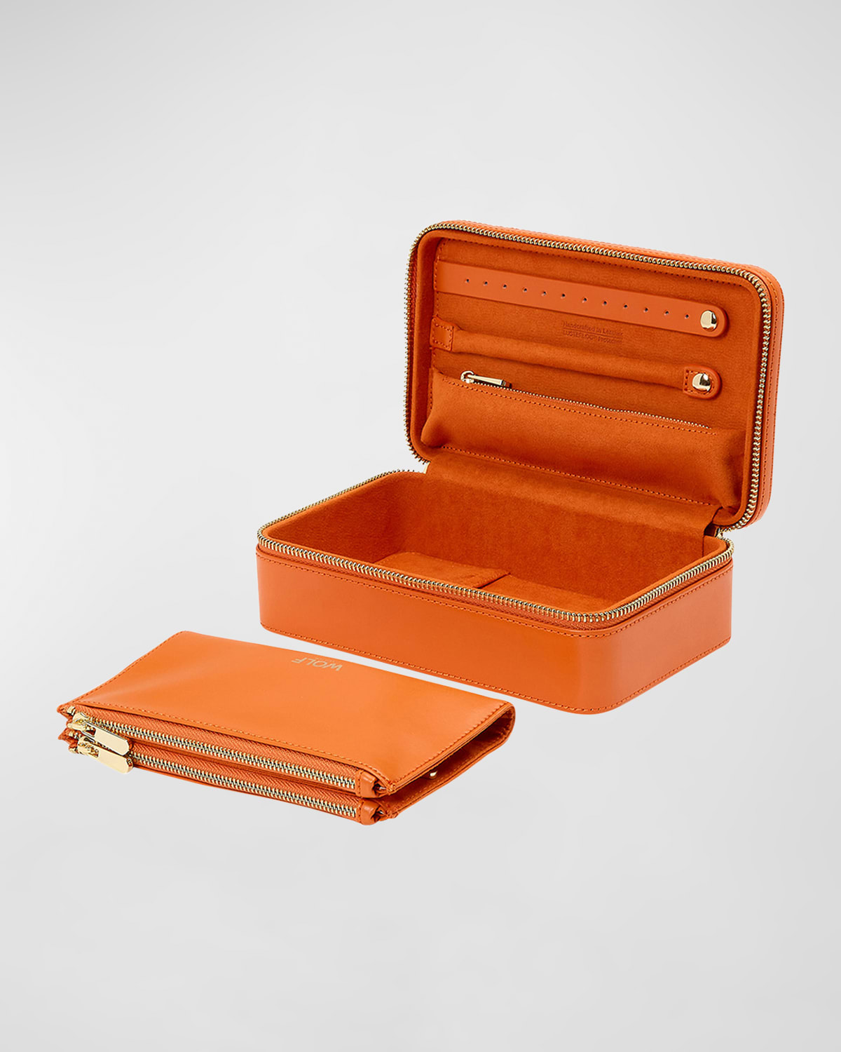 Wolf Maria Rectangle Quilted Zip Jewelry Case In Orange