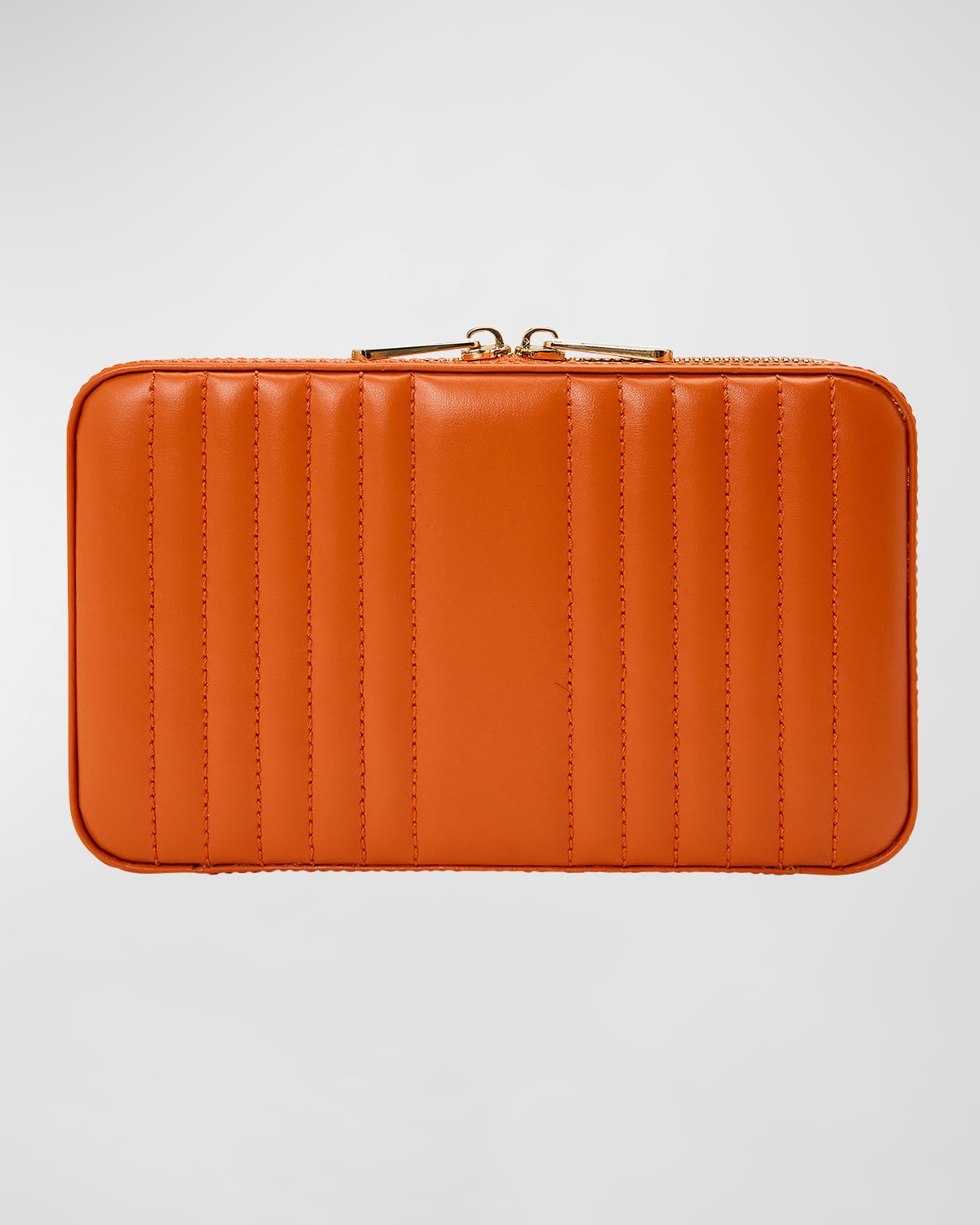 Wolf Maria Rectangle Quilted Zip Jewelry Case In Tangerine