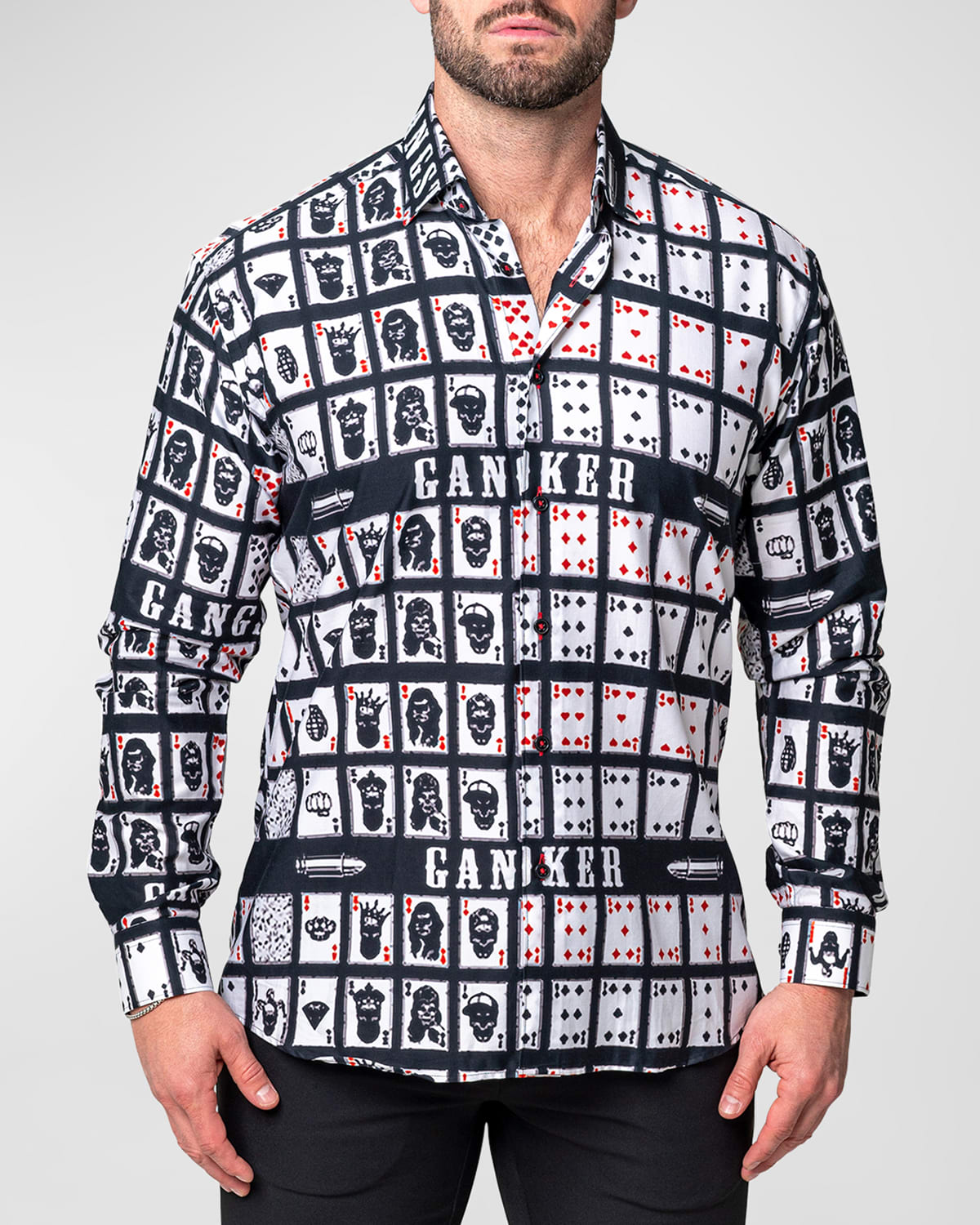 Shop Maceoo Men's Fibonacci Gangster Sport Shirt In Grey