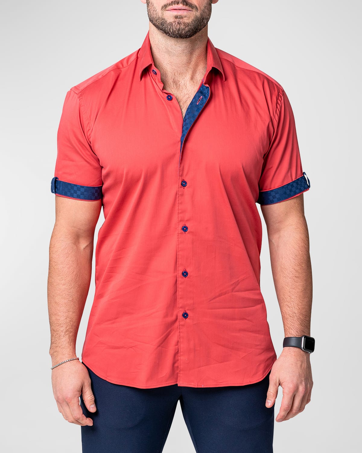 Shop Maceoo Men's Galileo Sleek Sport Shirt In Orange