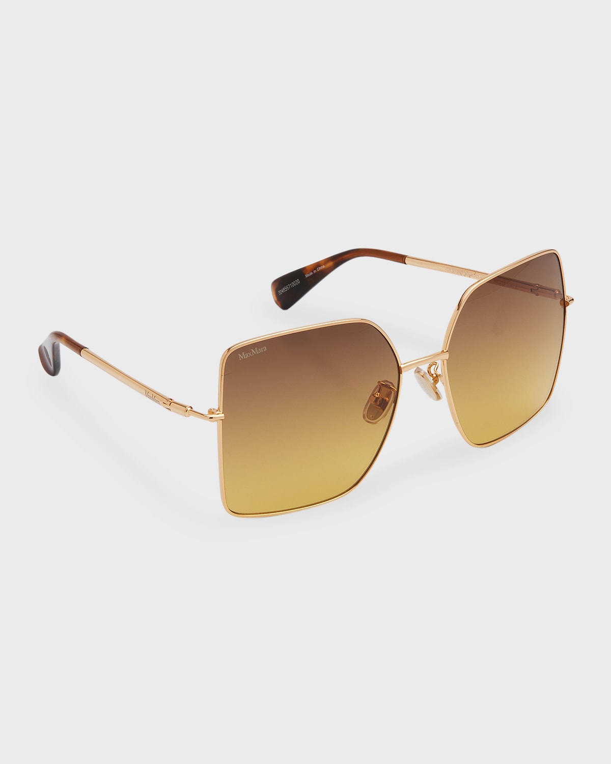 Max Mara Engraved Logo Metal Alloy Butterfly Sunglasses In Brown Orange