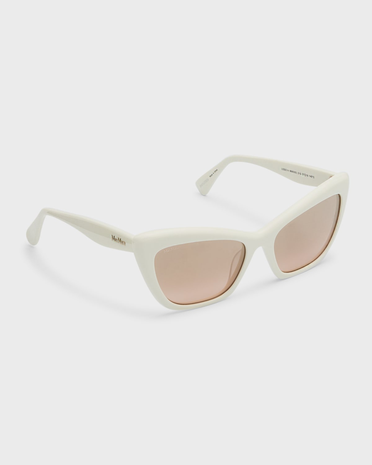 Shop Max Mara Logo Acetate Cat-eye Sunglasses In White Brown